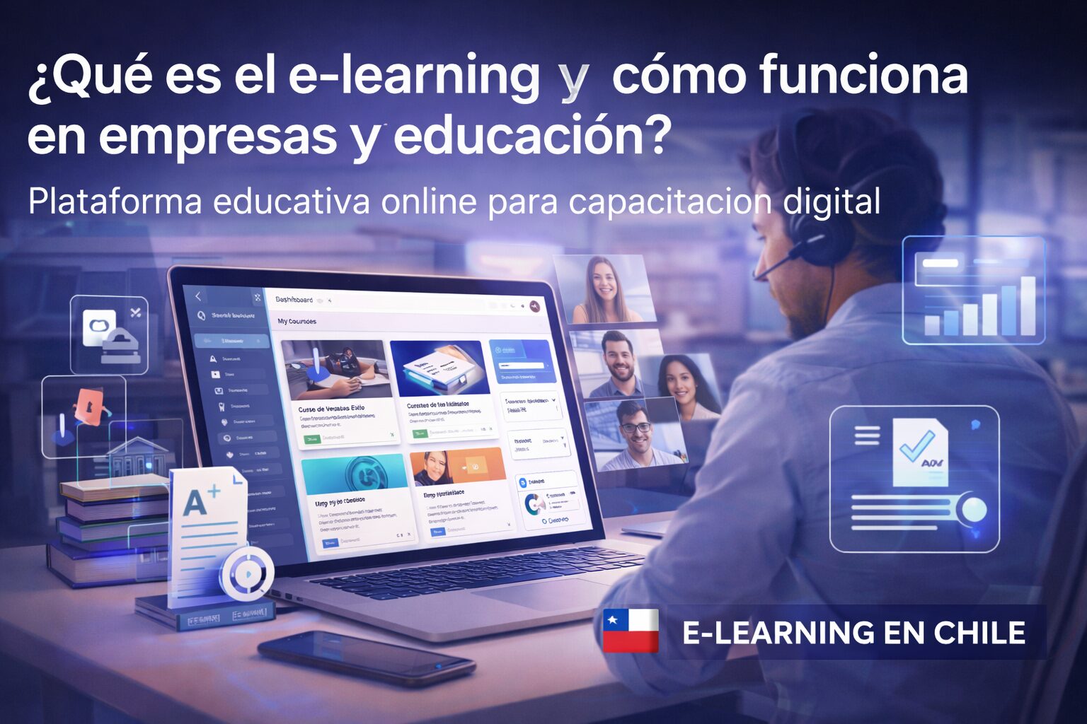 Qué es el e-learning y cómo funciona el aprendizaje online mediante cursos, evaluaciones y seguimiento