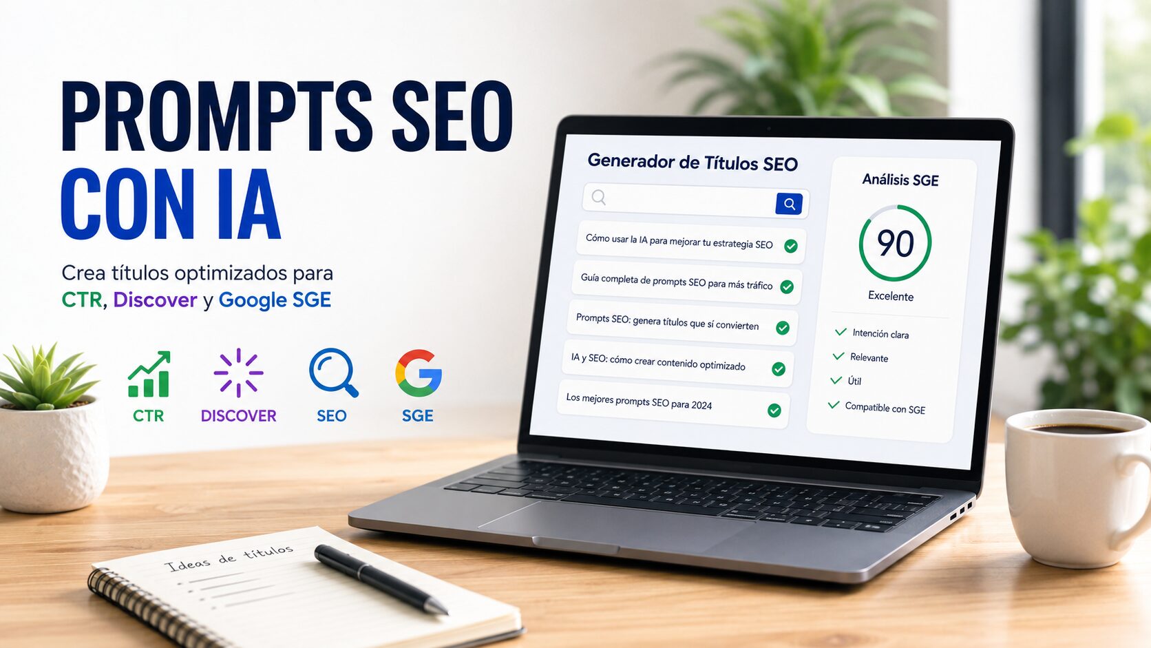 Prompts SEO con inteligencia artificial para mejorar CTR, Google Discover y SGE