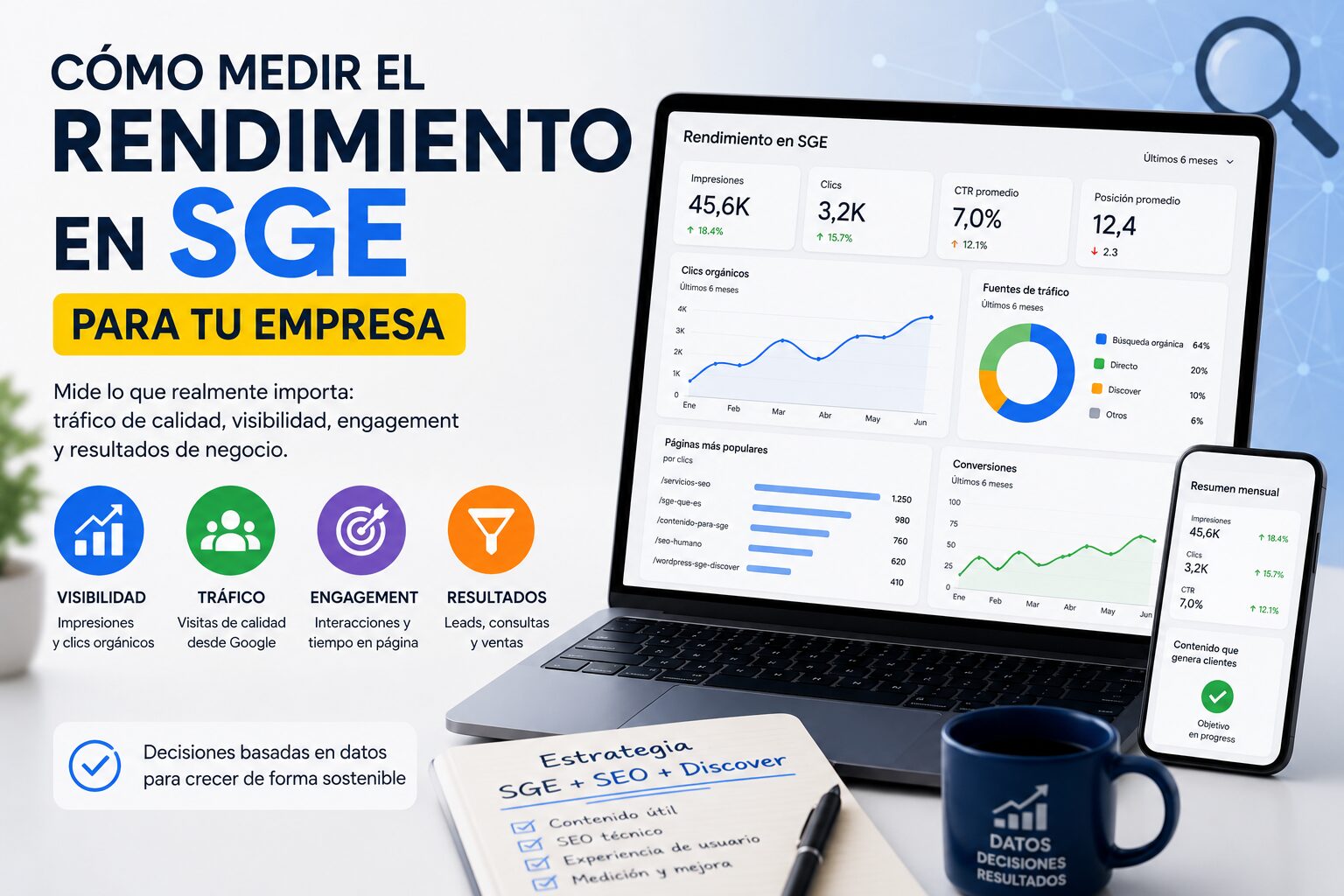 Medición del rendimiento SEO, AI Overviews y Google Discover para empresas