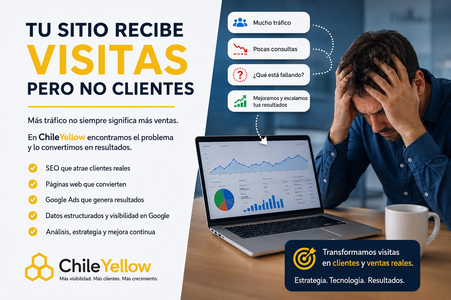 Sitio web recibe visitas pero no genera clientes